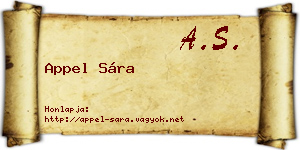 Appel Sára névjegykártya